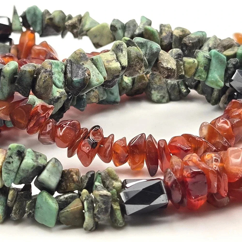 Carnelian African Turquoise Hematite Gemstone Chip‎ 35